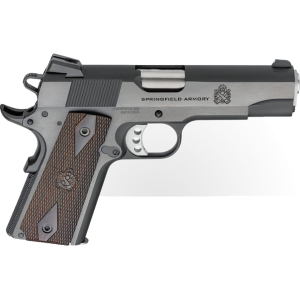 Springfield Armory 1911 Garrison Commander 9mm Luger Pistol 4.25" Barrel 9+1 Round Blued Slide Wood Grip Blued Frame