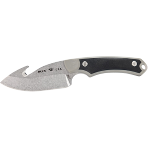 Buck Knives 664 Alpha Hunter Select Fixed Blade Knife 3.75" Drop Point with Gut Hook 420HC Stonewashed Blade Glass Filled Nylon Handle Gray