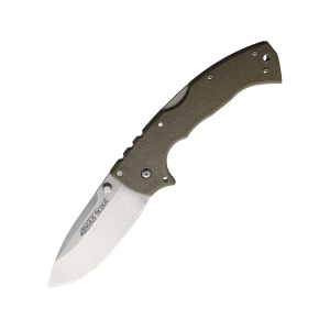 Cold Steel 4-Max Scout Pocket Knife 4" Drop Point AUS-10 Stonewashed Blade Griv-Ex Handle Dark Earth