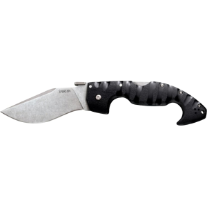 Cold Steel Spartan Pocket Knife 4.5" Drop Point AUS-10 Stonewashed Blade Griv-Ex Handle Black