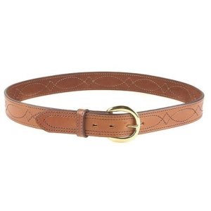 Bianchi B12 Sport Stitched Belt 1.5" Brass Buckle Suede Lined Leather Tan 40"