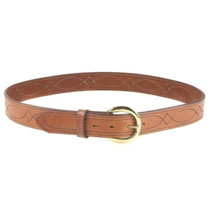 Bianchi B12 Sport Stitched Belt 1.5" Brass Buckle Suede Lined Leather Tan 36"