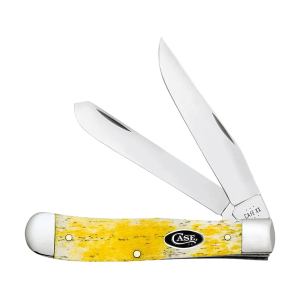 Case Trapper Pocket Knife 3.27" Clip/Spey Tru-Sharp Stainless Blade Bone Handle Yellow