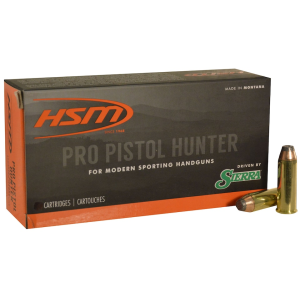 HSM Pro Pistol Hunter 500 S&W Magnum Ammo 400 Grain Sierra Sports Master Jacketed Soft Point Box of 20