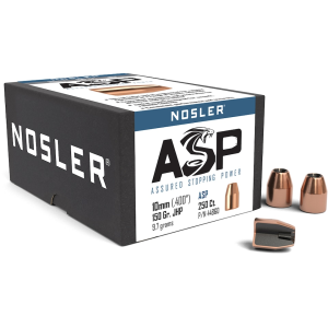 Nosler ASP (Assured Stopping Power) 40 Caliber, 10mm (400 Diameter) Bullets 150 Grain Jacketed Hollow Point Box of 250