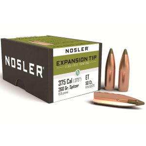 Nosler E-Tip 375 Caliber (375 Diameter) Bullets 260 Grain Polymer Tip with Cannelure Box of 50
