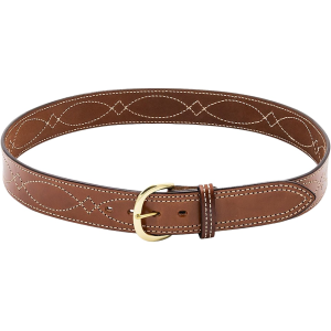 Bianchi B9 Fancy Stitched Belt 1.75" Brass Buckle Suede Lined Leather Tan 40"