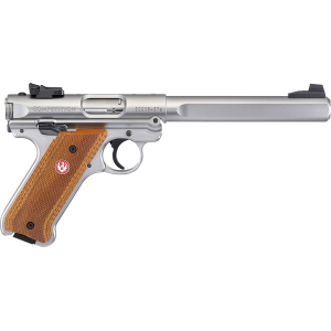 Ruger Mark IV Competition 22LR Pistol 6.88" Barrel 10+1 Round Stainless Slide Wood Grip Stainless Frame