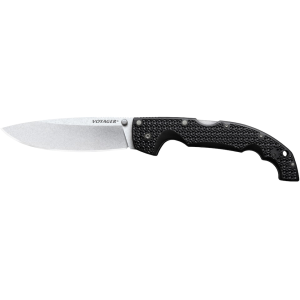 Cold Steel Voyager Pocket Knife 5.5" Drop Point AUS-10A Stonewashed Blade Griv-Ex Handle Black
