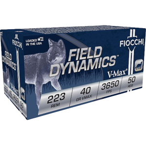 Fiocchi Field Dynamics 223 Remington Ammo 40 Grain Hornady V-Max Polymer Tip Case of 1000 (20 Boxes of 50)