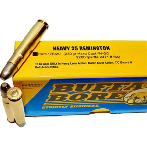 Buffalo Bore Heavy 35 Remington Ammo 230 Grain Hard Cast Lead Flat Nose Gas Check Box of 20