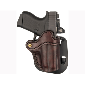 1791 Gunleather Optics Ready Paddle OWB Holster Right Hand 1911 Officer, Glock 42, 43, 43X, Kahr K9, Kimber Micro 380, Micro 9, Ruger LC9, Sig Sauer P238, P365 Leather Signature Brown