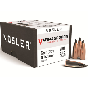 Nosler Varmageddon 6mm, 243 Caliber (243 Diameter) Bullets 70 Grain Polymer Tip Box of 250