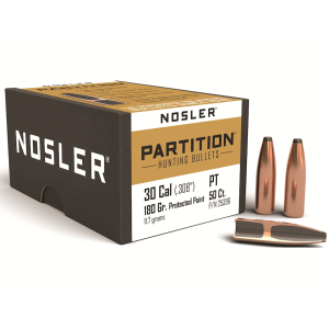Nosler Partition 30 Caliber (308 Diameter) Bullets 180 Grain Semi-Spitzer Box of 50