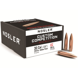 Nosler Custom Competition 30 Caliber (308 Diameter) Bullets 220 Grain Jacketed Hollow Point Box of 100