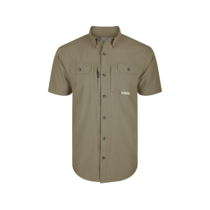 Drake Men's Wingshooter Trey Short Sleeve Shirt Timber Wolf Khaki XL