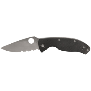 Spyderco Tenacious Pocket Knife 3.38" Partially Serrated Drop Point 8Cr13MoV Blade G-10 Handle Black