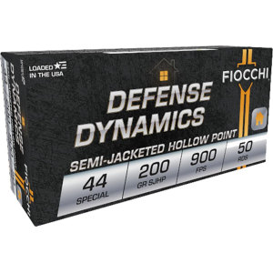 Fiocchi Defense Dynamics 44 Special Ammo 200 Grain Semi-Jacketed Hollow Point Box of 50