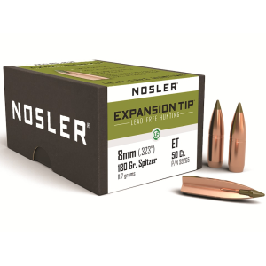 Nosler E-Tip 8mm (323 Diameter) Bullets 180 Grain Polymer Tip Box of 50