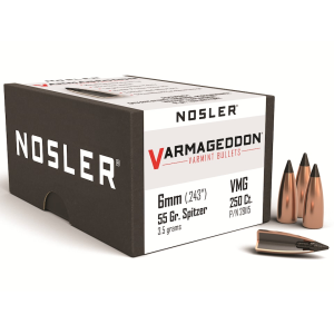 Nosler Varmageddon 6mm, 243 Caliber (243 Diameter) Bullets 55 Grain Polymer Tip Box of 250