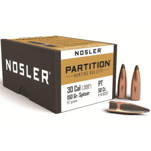 Nosler Partition 30 Caliber (308 Diameter) Bullets 150 Grain Spitzer Box of 50