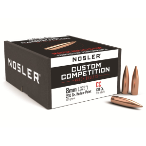 Nosler Custom Competition 8mm (323 Diameter) Bullets 200 Grain Jacketed Hollow Point Box of 100