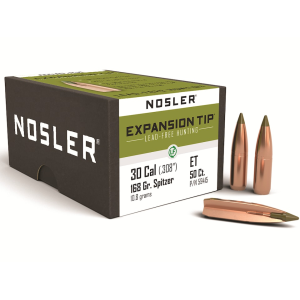 Nosler E-Tip 30 Caliber (308 Diameter) Bullets 168 Grain Polymer Tip Box of 50
