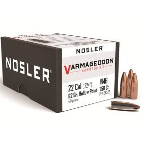 Nosler Varmageddon 22 Caliber (224 Diameter) Bullets 62 Grain Jacketed Hollow Point Box of 250