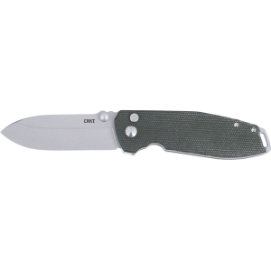 CRKT Squid XM Button Lock Pocket Knife 2.95" Drop Point D2 Stonewashed Blade Micarta Handle Green