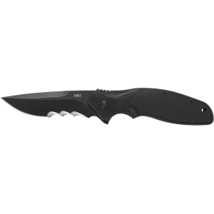 CRKT Shenanigan Assisted Opening Pocket Knife 3.35" Partially Serrated Drop Point 1.4116 Stonewashed Blade Glass Reinforced Nylon (GRN) Handle Black