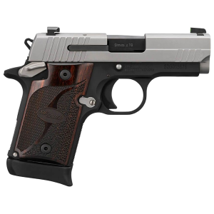 Sig Sauer P938 Two-Tone 9mm Luger Pistol 3" Barrel 7+1 Round Stainless Slide Rosewood Grip Black Frame