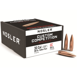 Nosler Custom Competition 30 Caliber (308 Diameter) Bullets 190 Grain Jacketed Hollow Point Box of 100