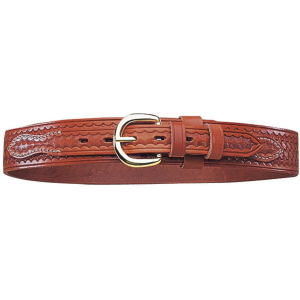 Bianchi B4 Ranger Belt 1.75" Nickel Plated Brass Buckle Leather Basketweave Tan 42"