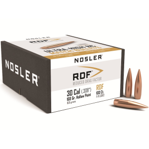 Nosler RDF 30 Caliber (308 Diameter) Bullets 168 Grain Jacketed Hollow Point Box of 100