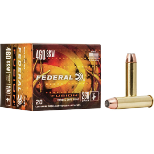 Federal Fusion 460 S&W Magnum Ammo 260 Grain Jacketed Hollow Point Box of 20