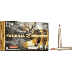 Federal Premium 270 Winchester Ammo 130 Grain Federal Trophy Copper Polymer Tip Lead Free Box of 20