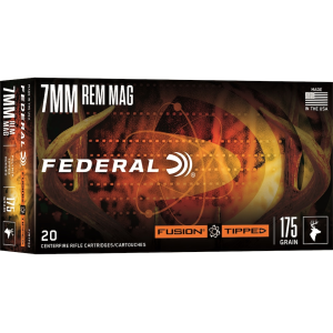 Federal Fusion Tipped 7mm Remington Magnum Ammo 175 Grain Bonded Polymer Tip Box of 20