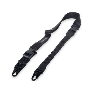 CrossTac Tactical Single/Double Point Bungee Rifle Sling with Hook Nylon Black - Crosstac