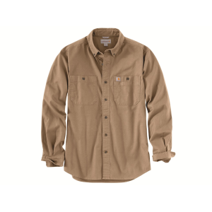 Carhartt Men's Rugged Flex Relaxed Fit Midweight Canvas Long Sleeve Shirt Dark Khaki 4XL