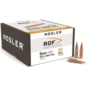 Nosler RDF 6mm, 243 Caliber (243 Diameter) Bullets 115 Grain Jacketed Hollow Point Box of 100
