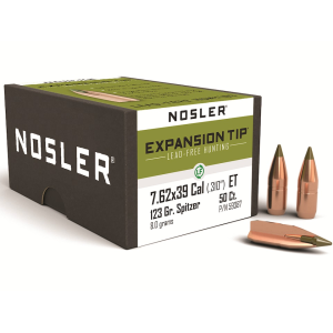 Nosler E-Tip 303 Caliber, 7.7mm Japanese, 7.62x39mm (310 Diameter) Bullets 123 Grain Polymer Tip Box of 50