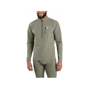 Carhartt Men's Force Heavyweight Knit Long Sleeve Quarter Zip Base Layer Shirt Burnt Olive Heather Large