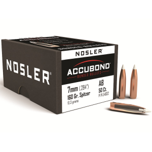 Nosler AccuBond 7mm, 284 Caliber (284 Diameter) Bullets 160 Grain Bonded Polymer Tip Box of 50