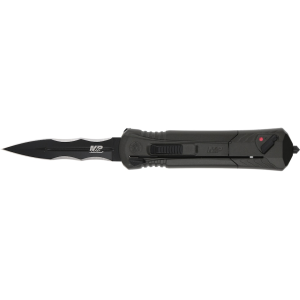 Smith & Wesson M&P 10 OTF Knife 3.5" Partially Serrated Spear Point AUS-8 Stainless Black Blade Aluminum Handle Black