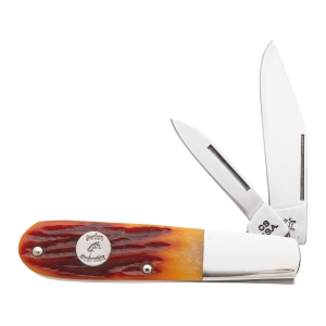 Bear & Son CRSB281 Folding Knife 2.625" Clip Point 1095 Satin Blade Stag Handle Red