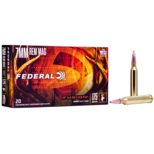 Federal Fusion 7mm Remington Magnum Ammo 175 Grain Bonded Round Nose Box of 20