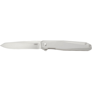 CRKT Facet Assisted Opening Pocket Knife 3.37" Recurve Tanto D2 Satin Blade Stainless Steel Handle Stainless