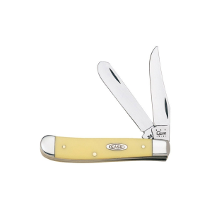Case Mini Trapper Pocket Knife 2-Blade Stainless Steel Blades Yellow Synthetic Handle