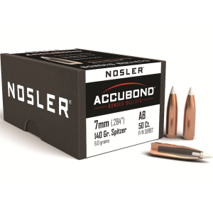 Nosler AccuBond 7mm, 284 Caliber (284 Diameter) Bullets 140 Grain Bonded Polymer Tip Box of 50