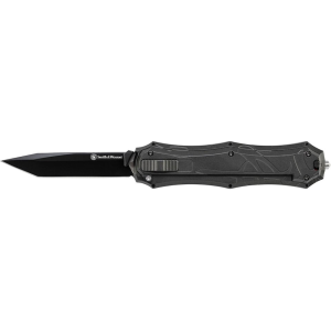 Smith & Wesson OTF Assisted Opening Knife 3.6" Tanto Point AUS-8 Stainless Steel Blade Aluminum Handle Black
